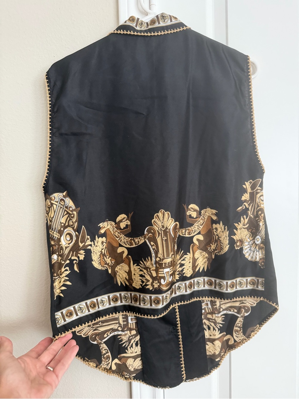 Chasing Unicorns Black and Gold Baroque Button-Up Blouse S/M - Picture 5 of 11